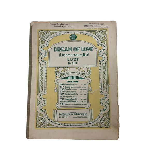 Dream of Love Liebestraum Sheet Music 1922 Love Dreams Nocturne No 3 Franz Liszt - Picture 1 of 7